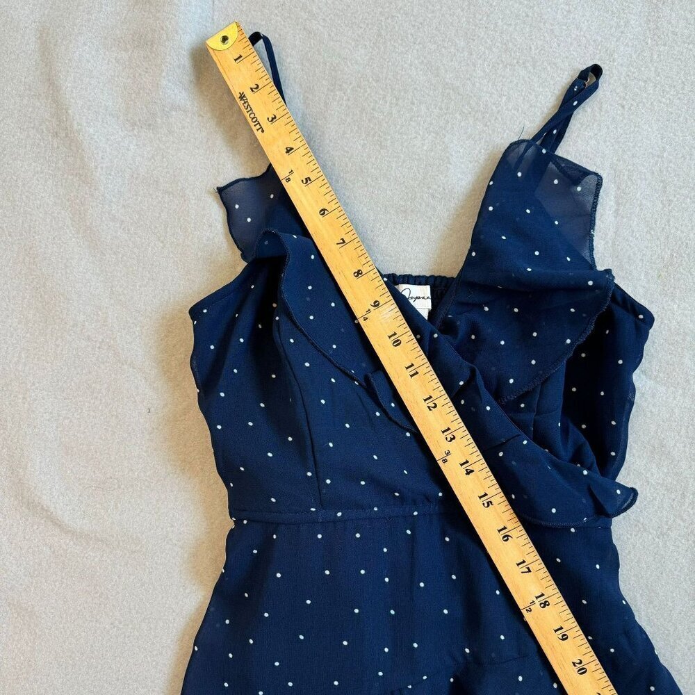Japna - Polka Dot Ruffle Rumper Dress  With Adjustable Straps Size S - Picture 3 of 7